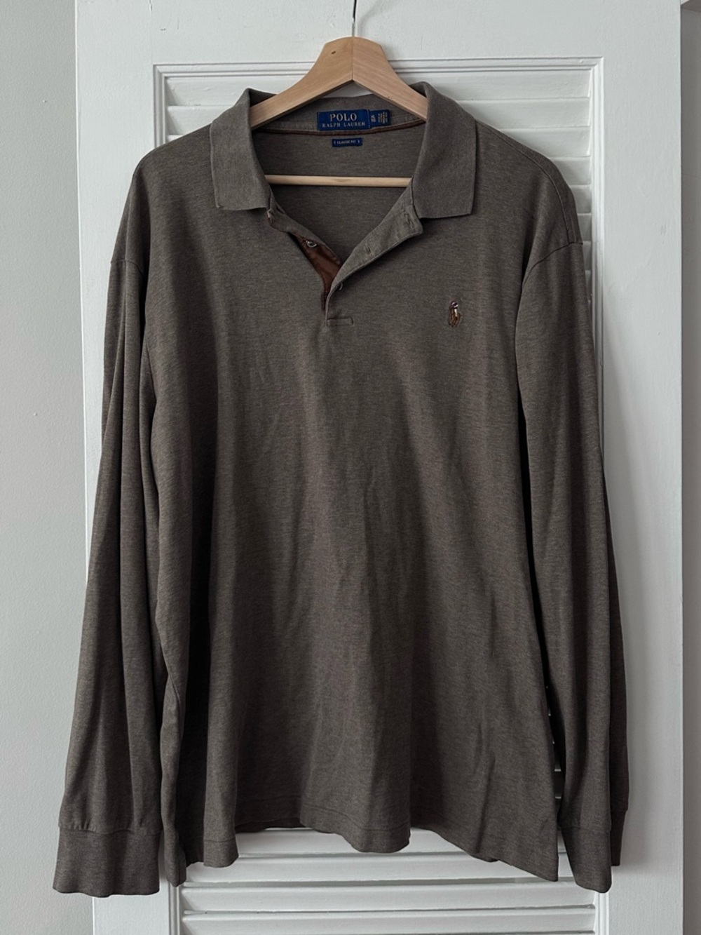Polo Ralph Lauren Classic Fit long sleeve polo shirt, brown, XL
